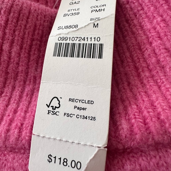 J. Crew Raspberry Merino Wool/Alpaca Blend Cropped Mock Turtleneck - Size M  NWT - Picture 5 of 7